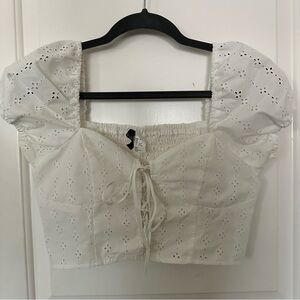 H&M White Eyelet Blouse